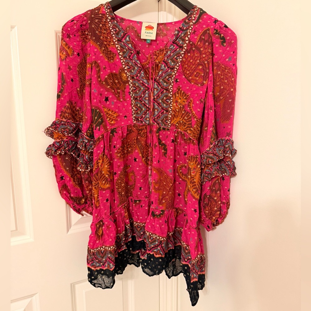 Farm Rio Sky Jungle Dress in Magenta size M